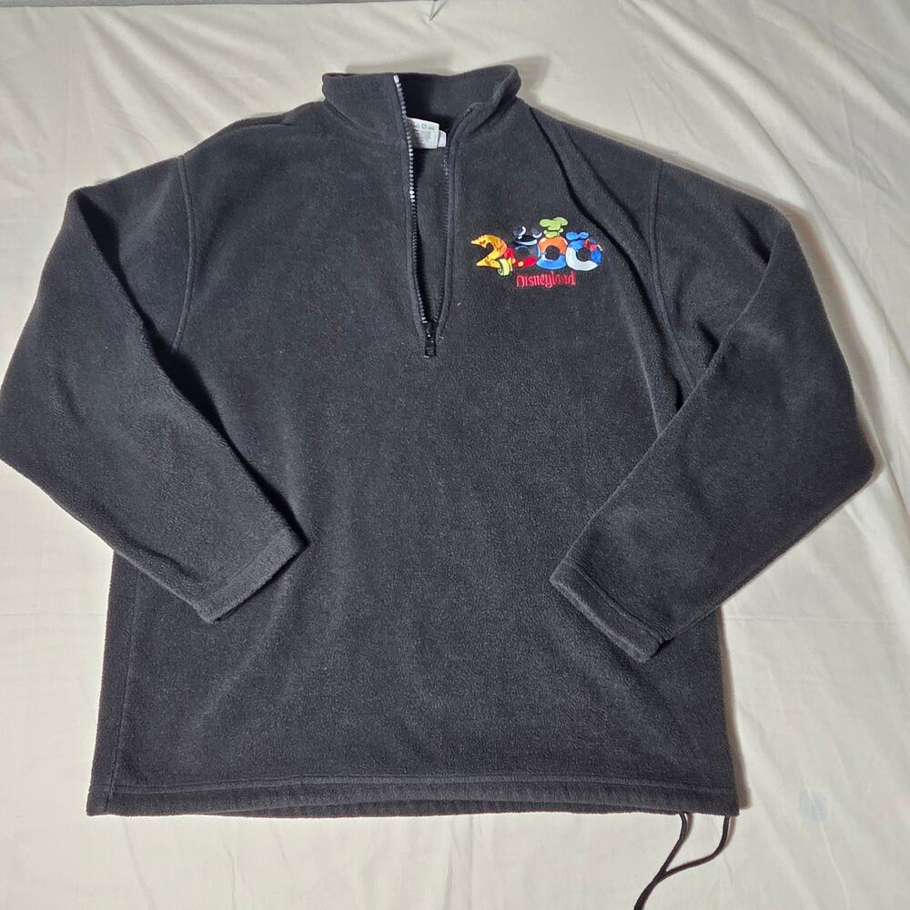 Vintage Disneyland 2000 Fleece Quarter Zip Pullover Men's Large Gray Y2K